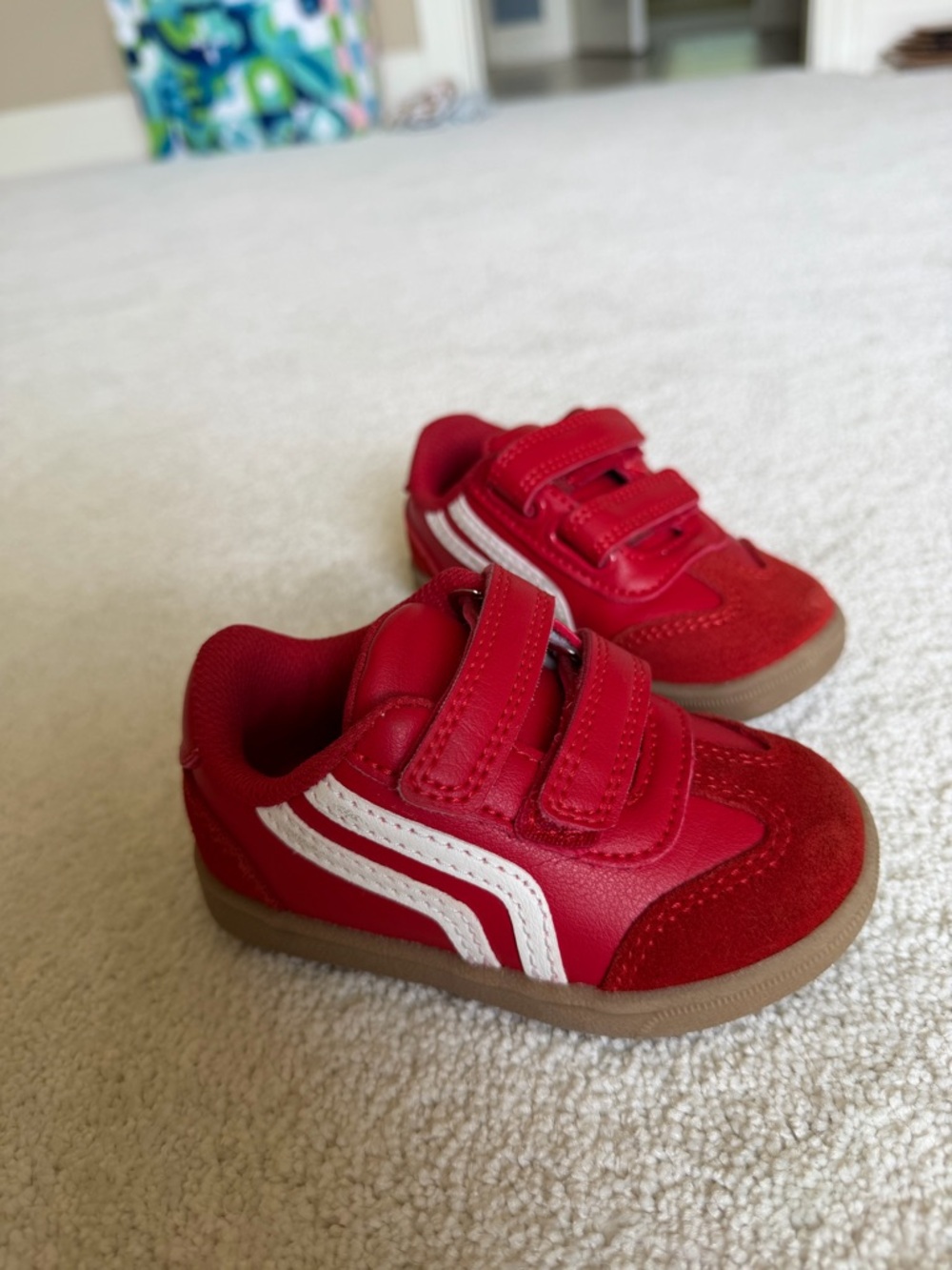 Cat & Jack Red Velcro Toddler Sneakers with White Accents